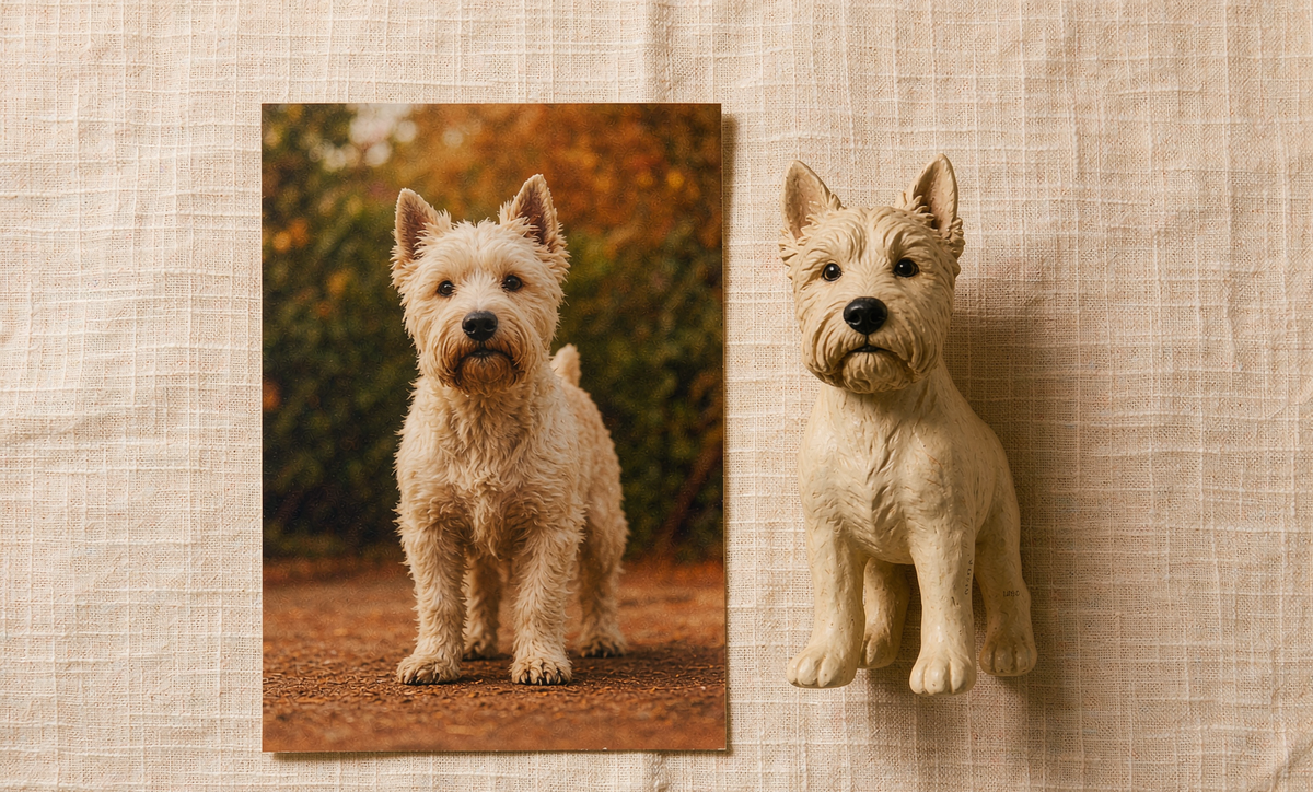 Studio sample: your photo next to the figurine made from it